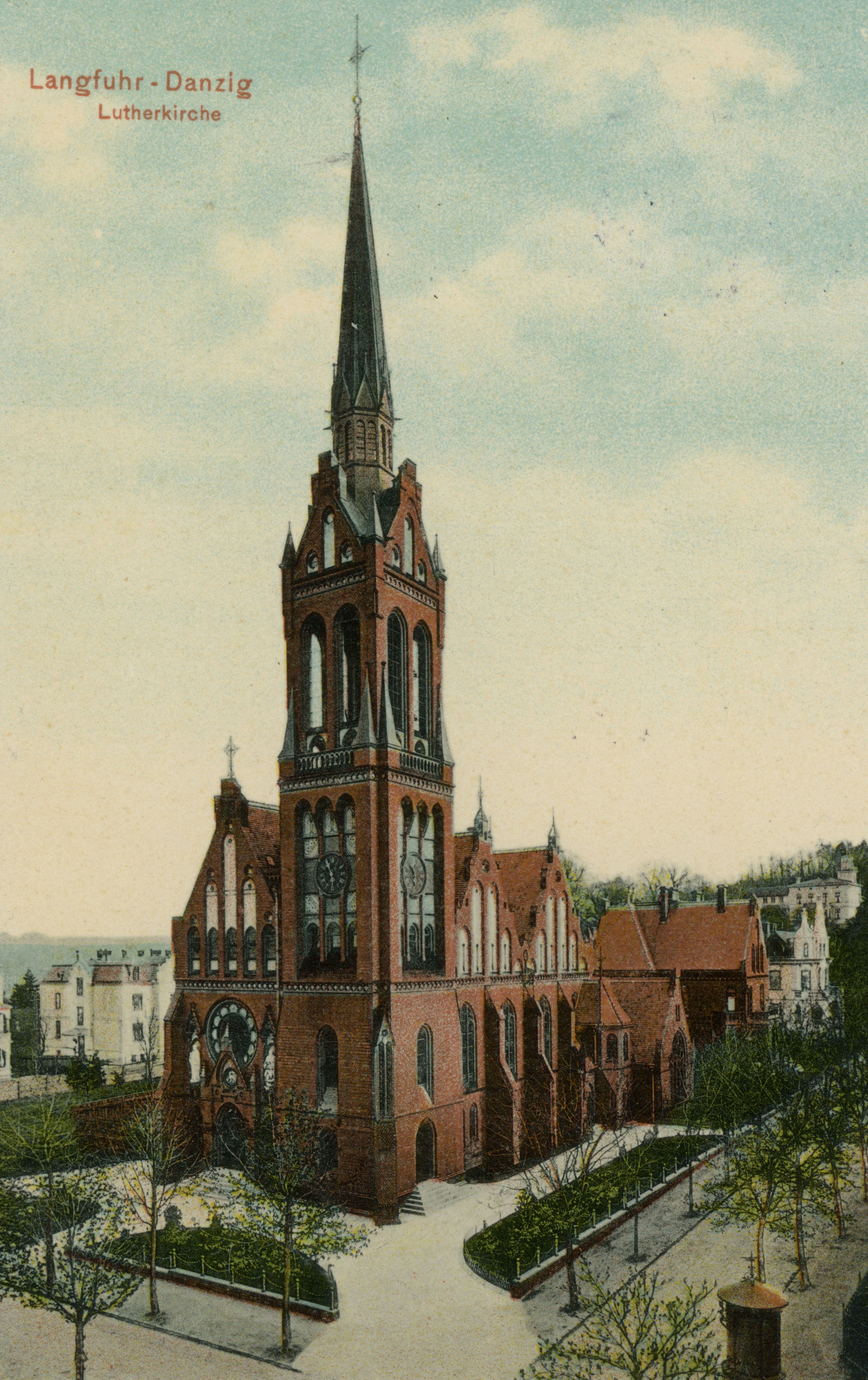 Pocztówka prezentująca dawny Lutherkirche, czyli obecny kościół pw. Św. Apostołów Piotra i Pawła